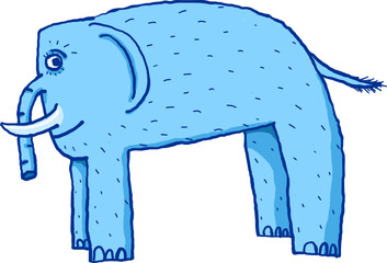 Blue cartoon elephant standing with a happy expression.