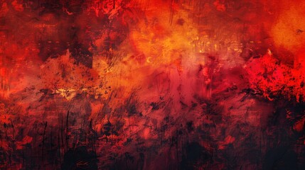 Dynamic Grunge with Red Glow Background and Hot Modern Effect Bloody Fire with Aggressive Tone and Autumn Watercolour Wall Warm Stain with Orange Power Border and Criminal Mark