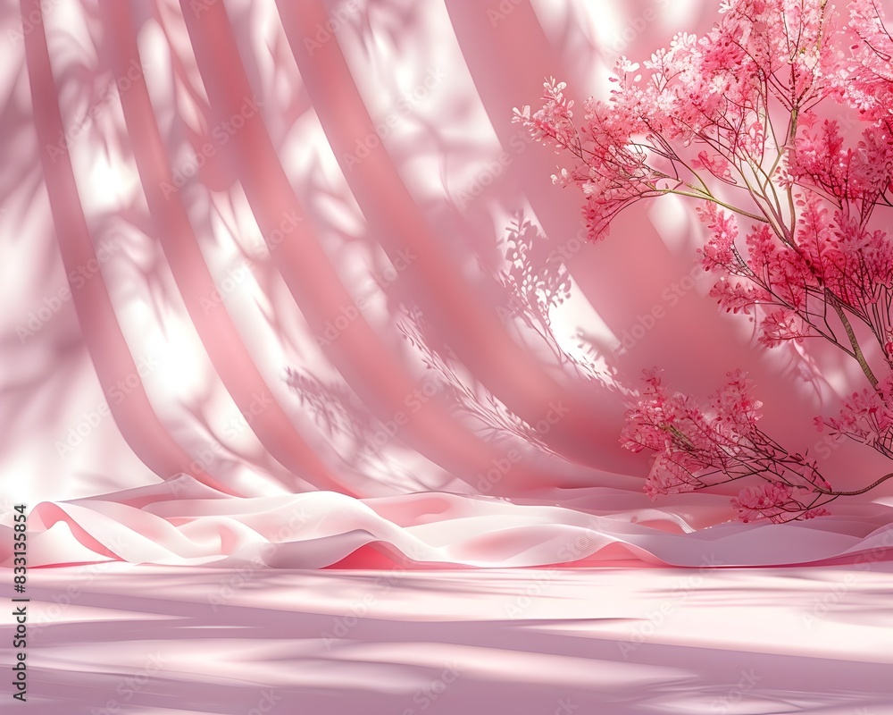Aufkleber smooth pastel pink backdrop for elegant product presentation concept with subtle shadows and copy sp