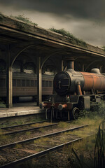 Obraz premium The Last Journey | Abandoned Vintage Train at Twilight