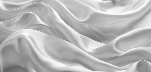 Obraz premium Smooth white silk fabric texture background. Elegant textile drapery with soft folds and waves, perfect for luxury design and fashion projects.