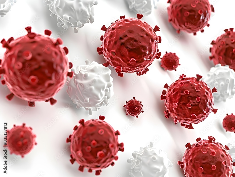 Poster d rendering of red and white blood cells in isolation
