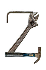 numeric 2 made by tool isolate white background