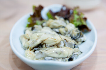 View of the oyster sashimi