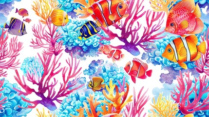 Seamless pattern of watercolor hand-drawn carrots and leafy greens, creating a fresh and vibrant vegetable design