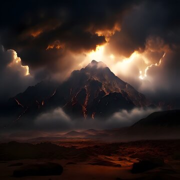 Bible Story, God Appears on Mount Sinai to the Israelites in the Form of a Cloud