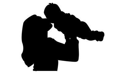 silhouette of woman hold her baby. Happy Mother day