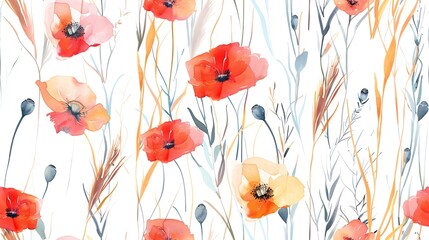 Hand-drawn seamless pattern featuring watercolor tomatoes and bell peppers, perfect for a colorful and organic look