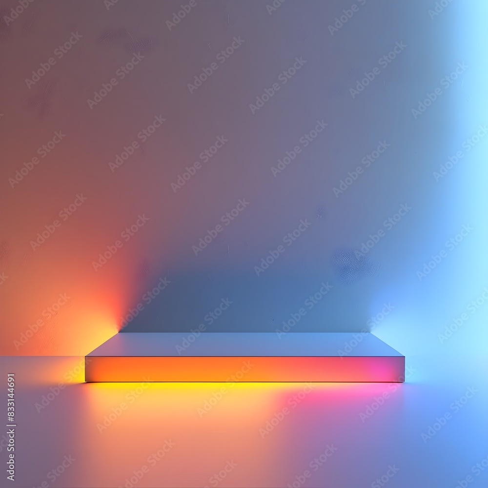 Poster soft neon blue and orange gradient backdrop for dynamic product presentations with copy space
