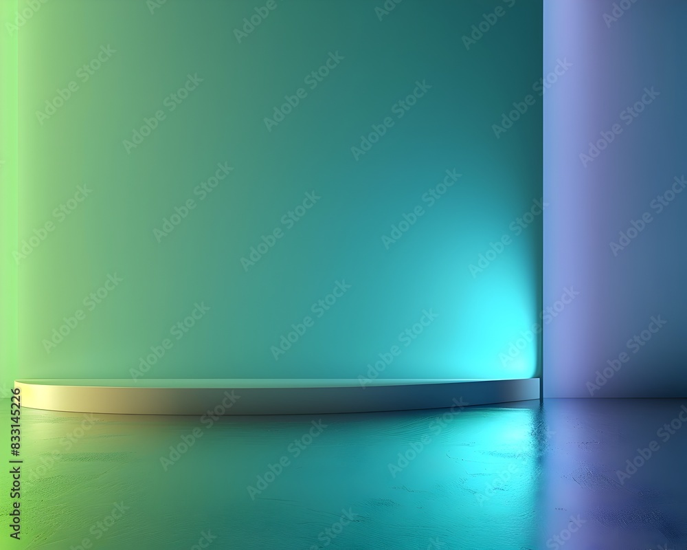 Aufkleber smooth neon blue and green gradient backdrop for tech accessories display and concept presentation