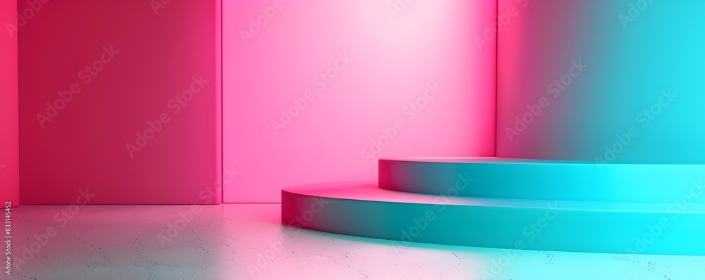 Poster soft neon gradient backdrop for tech accessory display or product concept