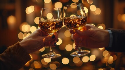 A close-up view of colleagues toasting with vintage wine glasses at a heartfelt retirement farewell party for a senior executive.