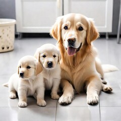 golden retriever puppies. AI generated