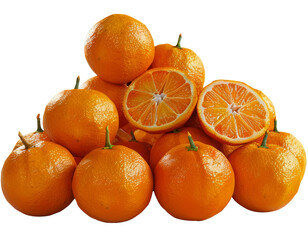 Pile of fresh oranges, transparent background