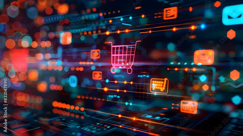 Poster e commerce platform with integrated social media features and interactive user interface for online 