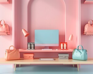 Minimalist Online Marketplace with Vibrant Product Displays and Clean Modern Design