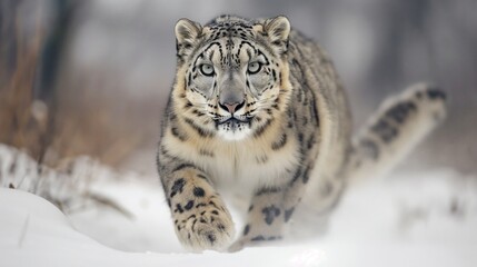 Obraz premium snow leopard in wildlife tundra biome