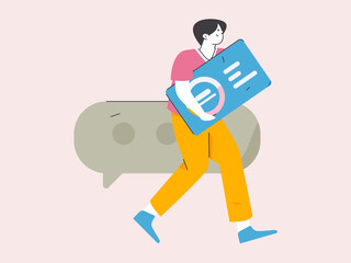 Flat vector illustration of business people operating work scene
