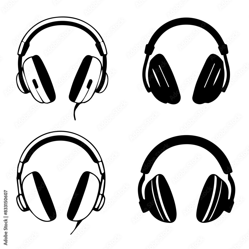 Wall mural headphone vector design black silhouette logo