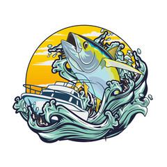 tuna boat fishing illustration logo vector image t shirt