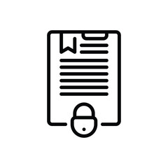 Black line icon for document protection 