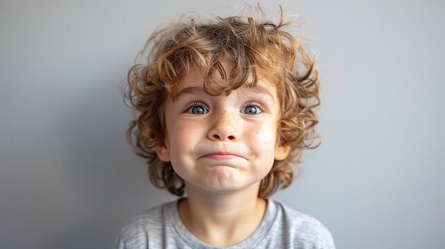 child portrait of a boy making a funny face