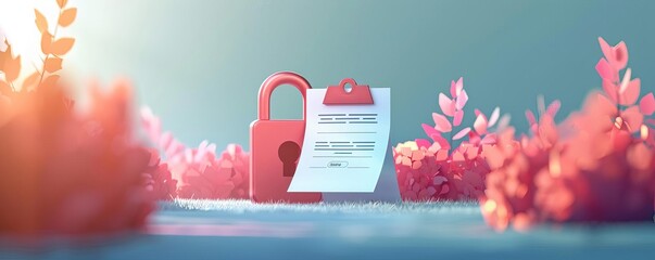 Privacy Policy A document with a shield or lock, representing privacy policy and data protection