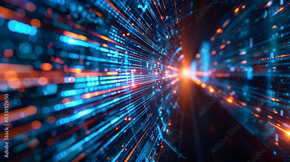 Poster high speed digital data transfer and networking concept with abstract visualization