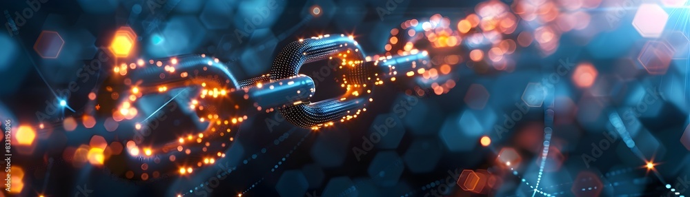 Poster blockchain network for secure digital transactions and communication in business concept