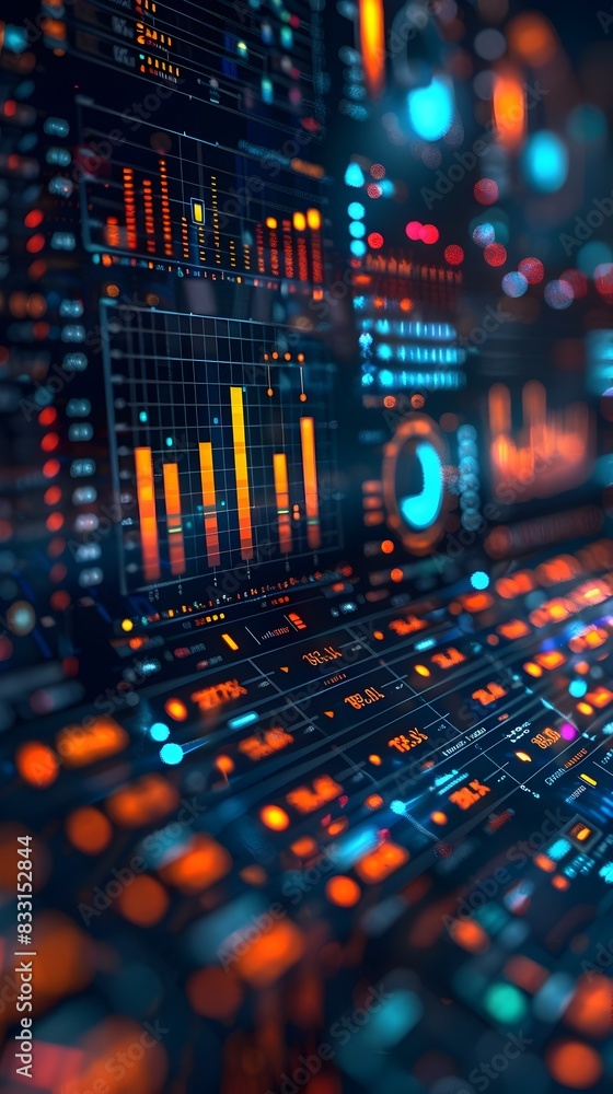 Poster dynamic data analytics dashboard visualizing real time business communication metrics and technology