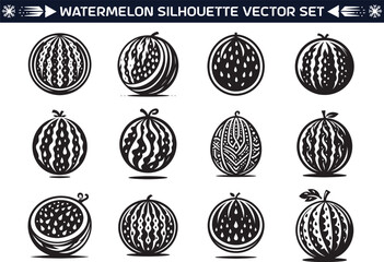 Watermelon Fruit silhouette design illustration bundle