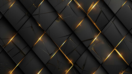 Abstract 3d square luxury geometric overlay black and gold Luxury modern black abstract background with golden lines. background with copy space. 