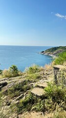 Beautiful sky and cloud over sea view at Patong beach Phuket. White sand and blue-sea. fresh air and sunny day over Phuket, thailand