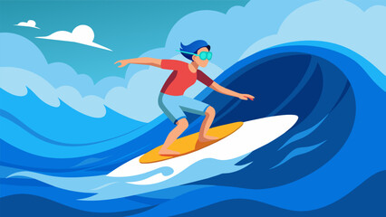 From barrel rides to backs experience the thrill of surfing in a whole new way with this tingedge VR simulation complete with realistic wave physics. Vector illustration