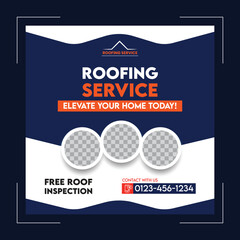 Vector vector roofing service social media post template banner