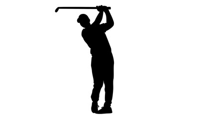 silhouette of golf player hit the ball