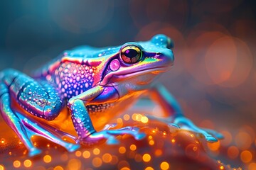 a frog with neon effects