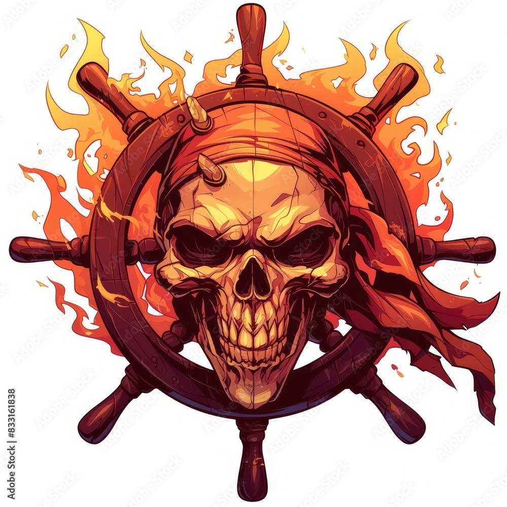 Wall mural art illustration Skull pirate 