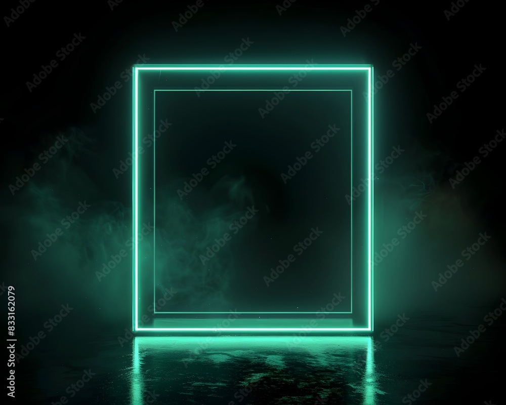 Aufkleber luminous futuristic neon frame in ethereal dark atmosphere with glowing edges and geometric shapes p
