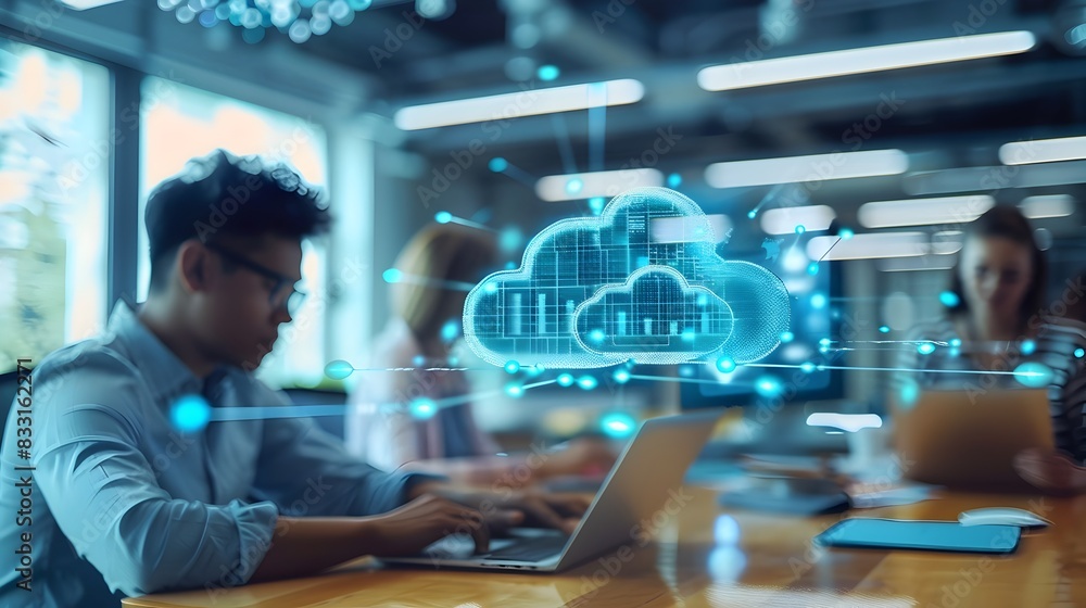 Poster cloud infrastructure and streamlined workflows powering digital transformation in modern enterprises