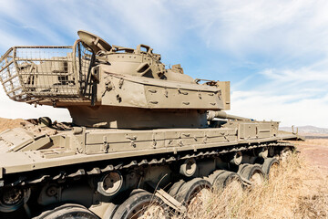 A Israeli  tank destroyed during Yom Kippur War is located in Valley of Tears at the OZ 77 Tank...