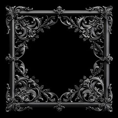 Dramatic Gothic Style Ornamental Frame with Intricate Dark Details for Isolated or Graphic Design
