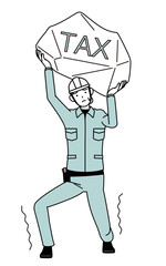 Female engineer in helmet and work wear suffering from tax increases