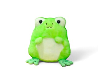 Stuffed frog on white background 