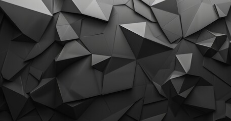 Obraz premium Black abstract background with low poly geometric shapes