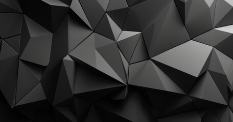Obraz premium Black abstract background with low poly geometric shapes