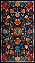 Vibrant Ethnic Floral Pattern in Ornamental Frame Design