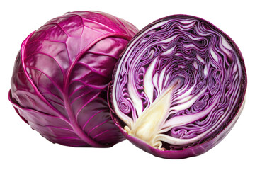 Obraz premium Whole Red Cabbage and Red Cabbage Slice Cut-Out 