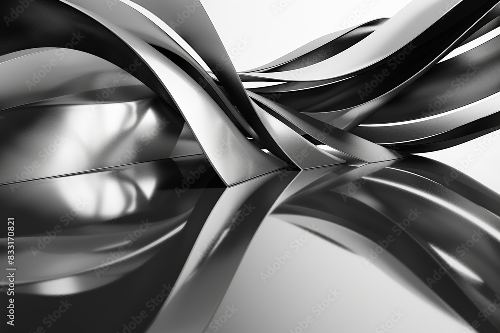 Poster 3d render of abstract background with dark and light silver lines