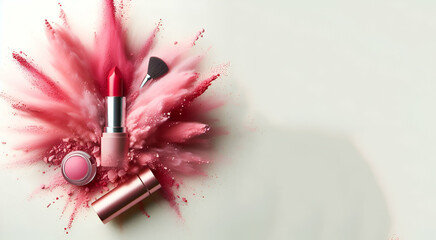 Cosmetics products HD 8K wallpaper Stock Photographic Image, generative ai